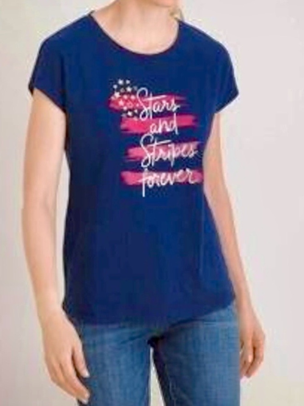 Americana Chico's Navy Crewneck Tee